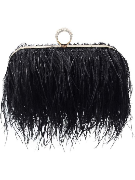 Handbags - Women's Black Leather Clutch Purse Kiss Lock Evening Imported Crossbody Bag